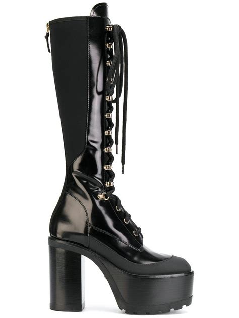 versace donnie heeled leather booties|Versace lace up boots.